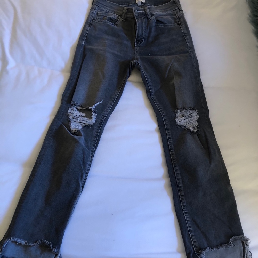 Grey boutique straight leg jeans
